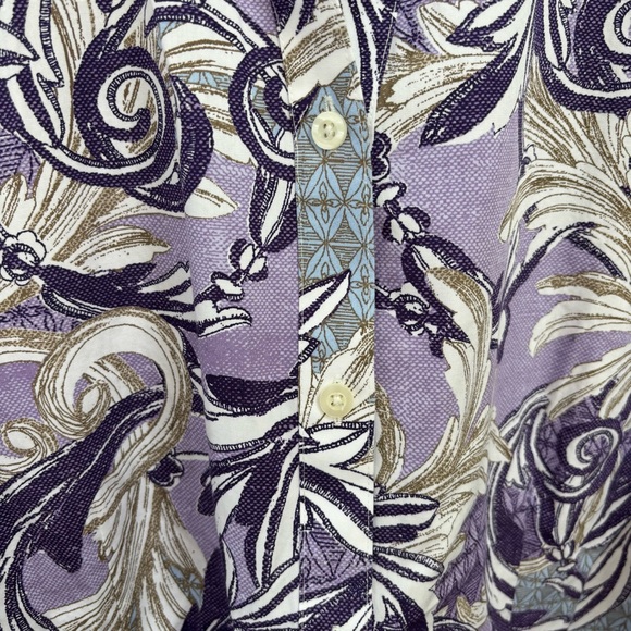 Chico's Purple & Beige 100% Cotton Long Sleeve Button Blouse Women’s XL - Picture 8 of 8